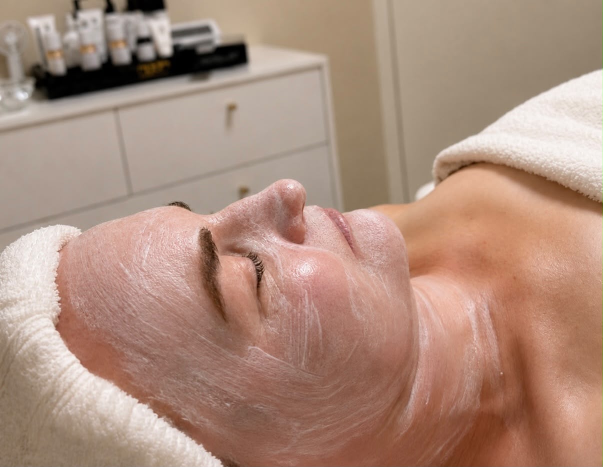 Ansiktsbehandling med maske hos klinikken